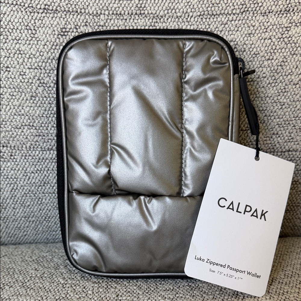 Calpak Metallic Silver Travel Wallet